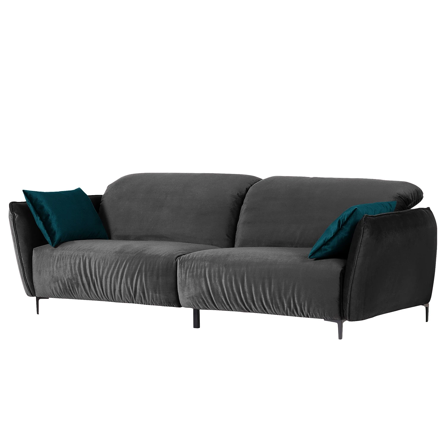 Jack & Alice Bigsofa Morada - Samt - Grau / Petrol 1 Jack & Alice Bigsofa Morada - Samt - Grau / Petrol