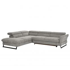 Fredriks Ecksofa Manson - Microfaser - Lichtgrau - Ottomane davorstehend links - Schlaffunktion
