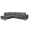 Fredriks Ecksofa NoHo - Microfaser - Grau - Ottomane davorstehend links - Relaxfunktion