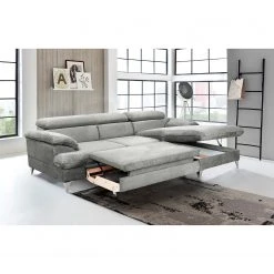 Fredriks Ecksofa Coto II - Microfaser - Lichtgrau - Longchair davorstehend rechts - Schlaffunktion - Bettkasten -Wohnzimmermöbel boutique en ligne 1000205294 200709 16584900112 MOOD DETAILS P000000001000205294 mood