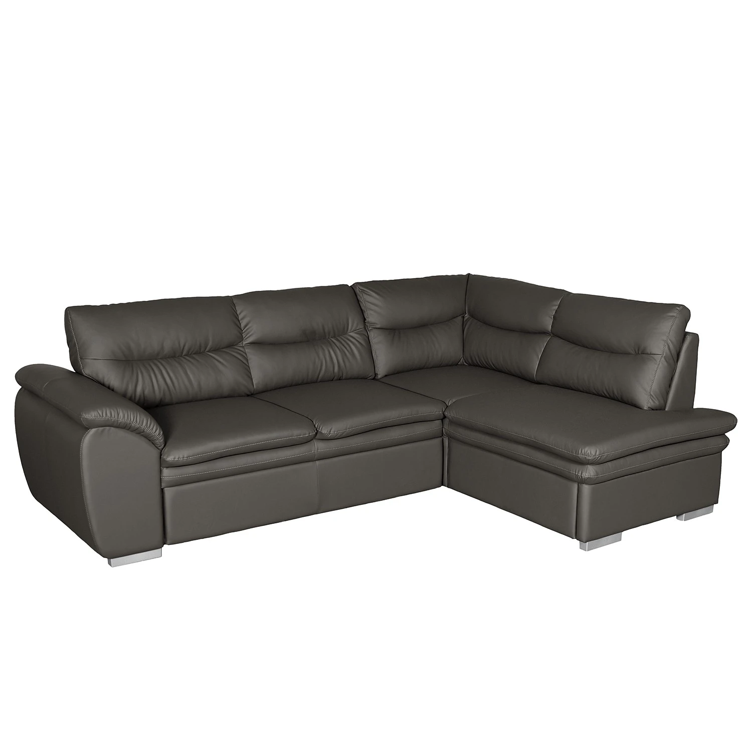 Fredriks Ecksofa Elkin - Kunstleder - Dunkelgrau - Ottomane davorstehend rechts - Schlaffunktion - Bettkasten 1 Fredriks Ecksofa Elkin - Kunstleder - Dunkelgrau - Ottomane davorstehend rechts - Schlaffunktion - Bettkasten