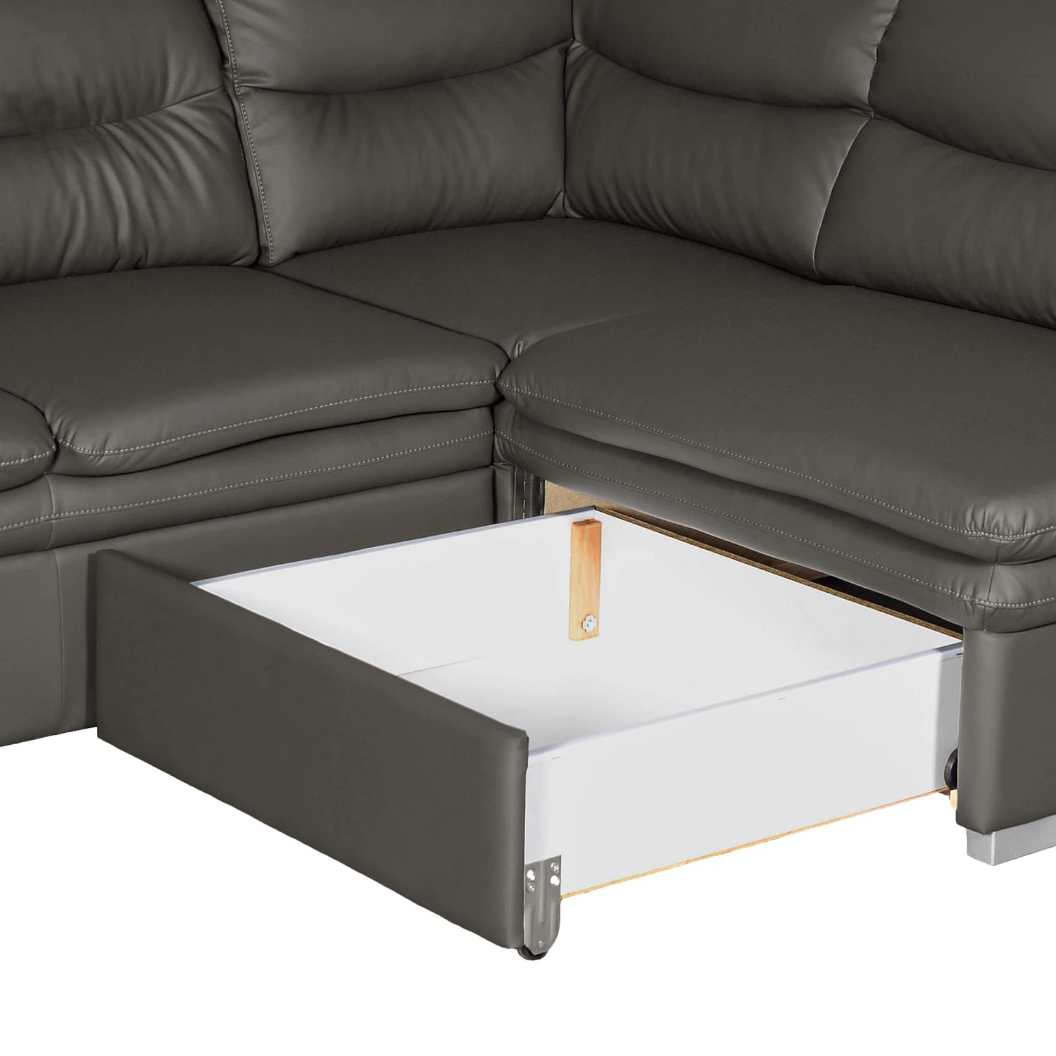 Fredriks Ecksofa Elkin - Kunstleder - Dunkelgrau - Ottomane davorstehend rechts - Schlaffunktion - Bettkasten 10 Fredriks Ecksofa Elkin - Kunstleder - Dunkelgrau - Ottomane davorstehend rechts - Schlaffunktion - Bettkasten – Bild 10