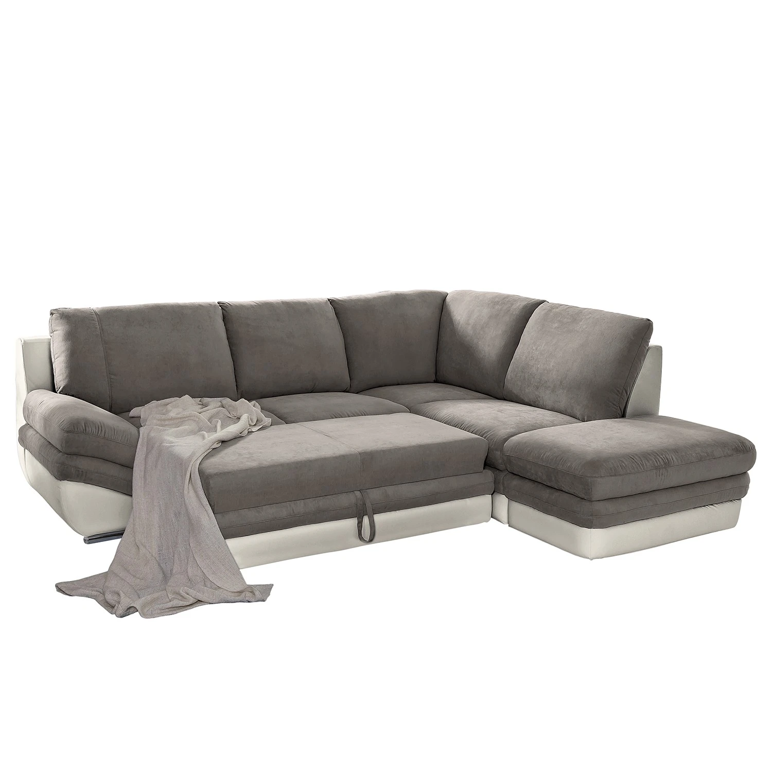 Fredriks Ecksofa Gerton - Kunstleder - Grauweiß - Ottomane davorstehend rechts 6 Fredriks Ecksofa Gerton - Kunstleder - Grauweiß - Ottomane davorstehend rechts – Bild 6