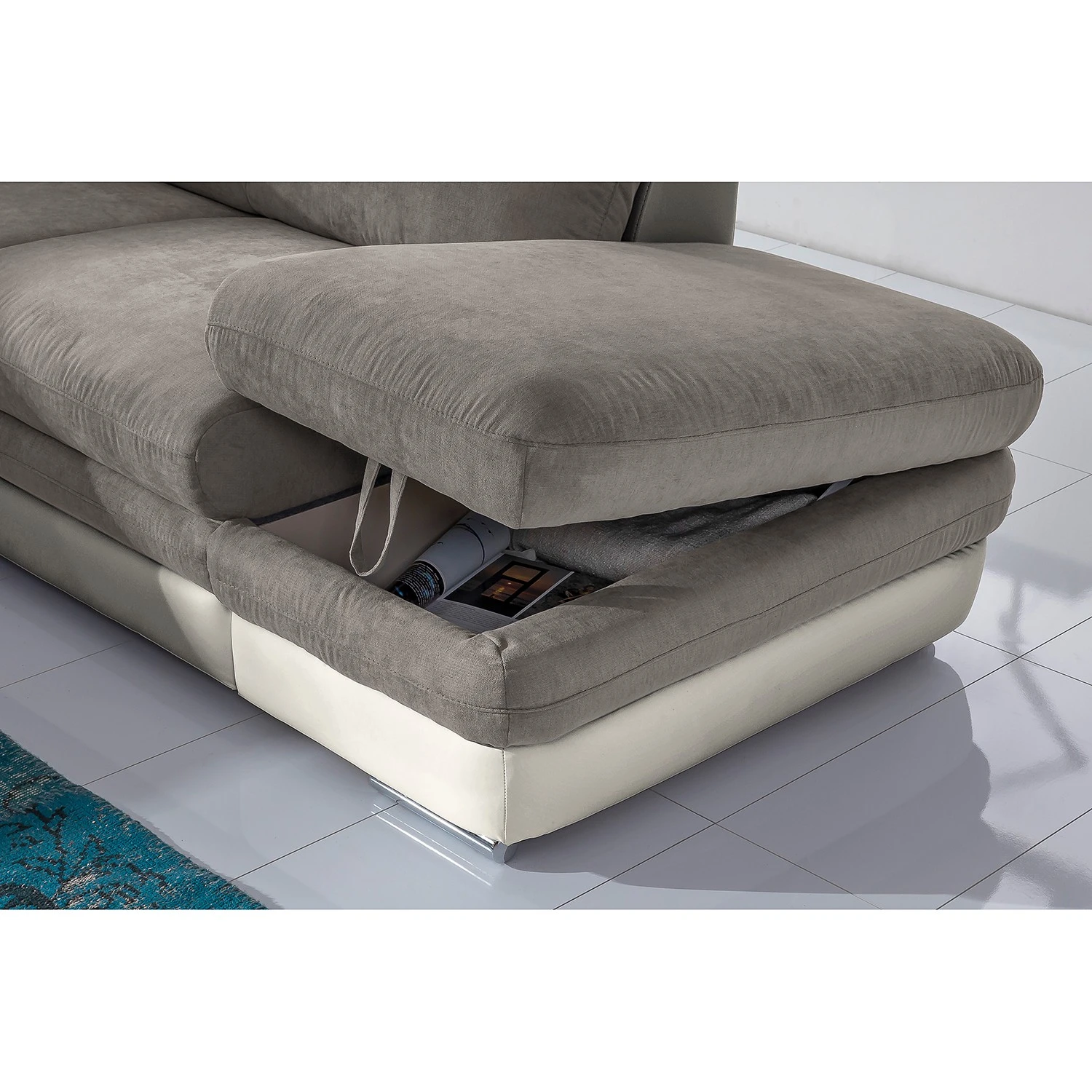 Fredriks Ecksofa Gerton - Kunstleder - Grauweiß - Ottomane davorstehend rechts 10 Fredriks Ecksofa Gerton - Kunstleder - Grauweiß - Ottomane davorstehend rechts – Bild 10