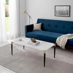 Jack & Alice Couchtisch Conyers - Glas / Metall - Marmor Weiß Dekor / Schwarz -Wohnzimmermöbel boutique en ligne 1000205493 201029 13573400002 MOOD DETAILS P000000001000205493 mood