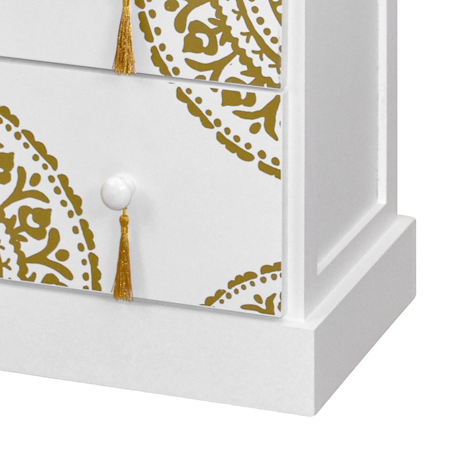 Ridgevalley Kommode Youx - Paulownia teilmassiv - Weiß / Gold - Höhe: 60 cm 5 Ridgevalley Kommode Youx - Paulownia teilmassiv - Weiß / Gold - Höhe: 60 cm – Bild 5