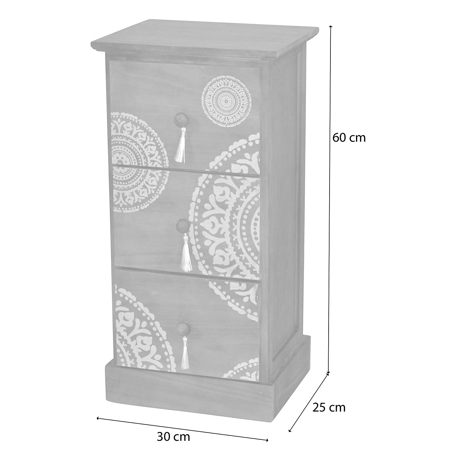 Ridgevalley Kommode Youx - Paulownia teilmassiv - Weiß / Gold - Höhe: 60 cm 7 Ridgevalley Kommode Youx - Paulownia teilmassiv - Weiß / Gold - Höhe: 60 cm – Bild 7