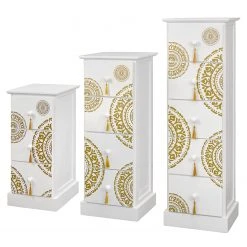 Ridgevalley Kommode Youx - Paulownia teilmassiv - Weiß / Gold - Höhe: 95 cm -Wohnzimmermöbel boutique en ligne 1000206270 200218 13102500028 DETAILS P000000001000206270