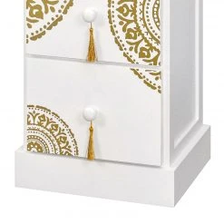 Ridgevalley Kommode Youx - Paulownia teilmassiv - Weiß / Gold - Höhe: 95 cm -Wohnzimmermöbel boutique en ligne 1000206270 200218 13102500029 DETAILS P000000001000206270