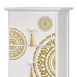 Ridgevalley Kommode Youx - Paulownia teilmassiv - Weiß / Gold - Höhe: 95 cm -Wohnzimmermöbel boutique en ligne 1000206270 200218 13102500030 DETAILS P000000001000206270