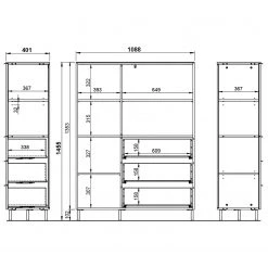 Germania Highboard California - Weiß -Wohnzimmermöbel boutique en ligne 1000206701 200305 17323100163 SKETCH DETAILS P000000001000206701 sketch