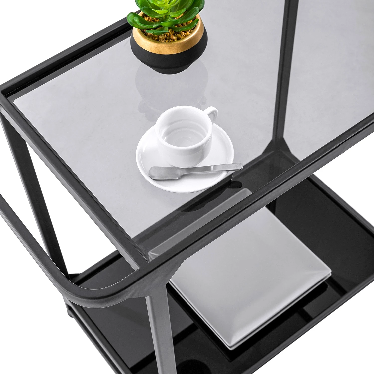 Norrwood Servierwagen Kisko - Glas / Metall - Grau / Schwarz 4 Norrwood Servierwagen Kisko - Glas / Metall - Grau / Schwarz – Bild 4