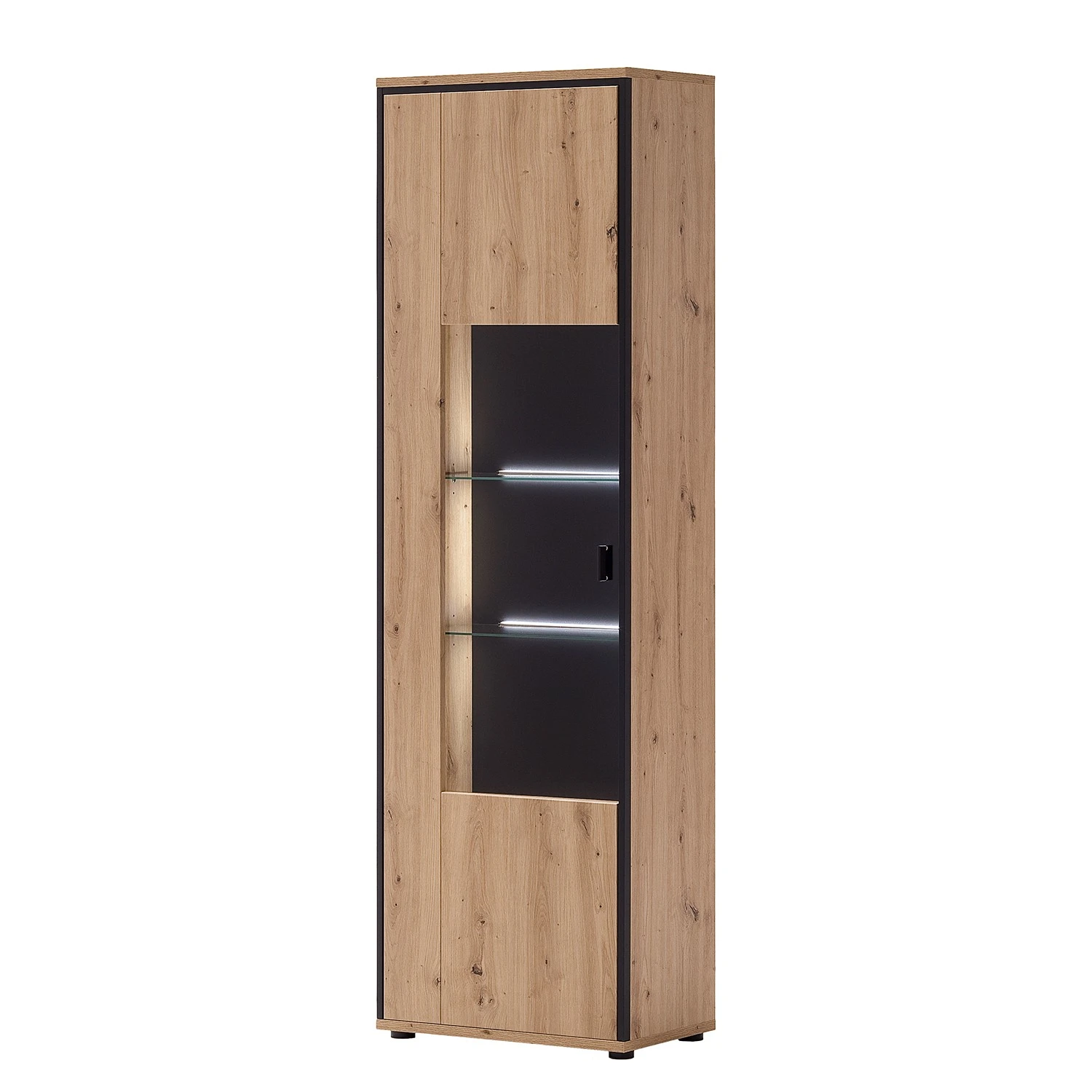 Loftscape Standvitrine Buena - Balkeneiche Dekor / Anthrazit 1 Loftscape Standvitrine Buena - Balkeneiche Dekor / Anthrazit