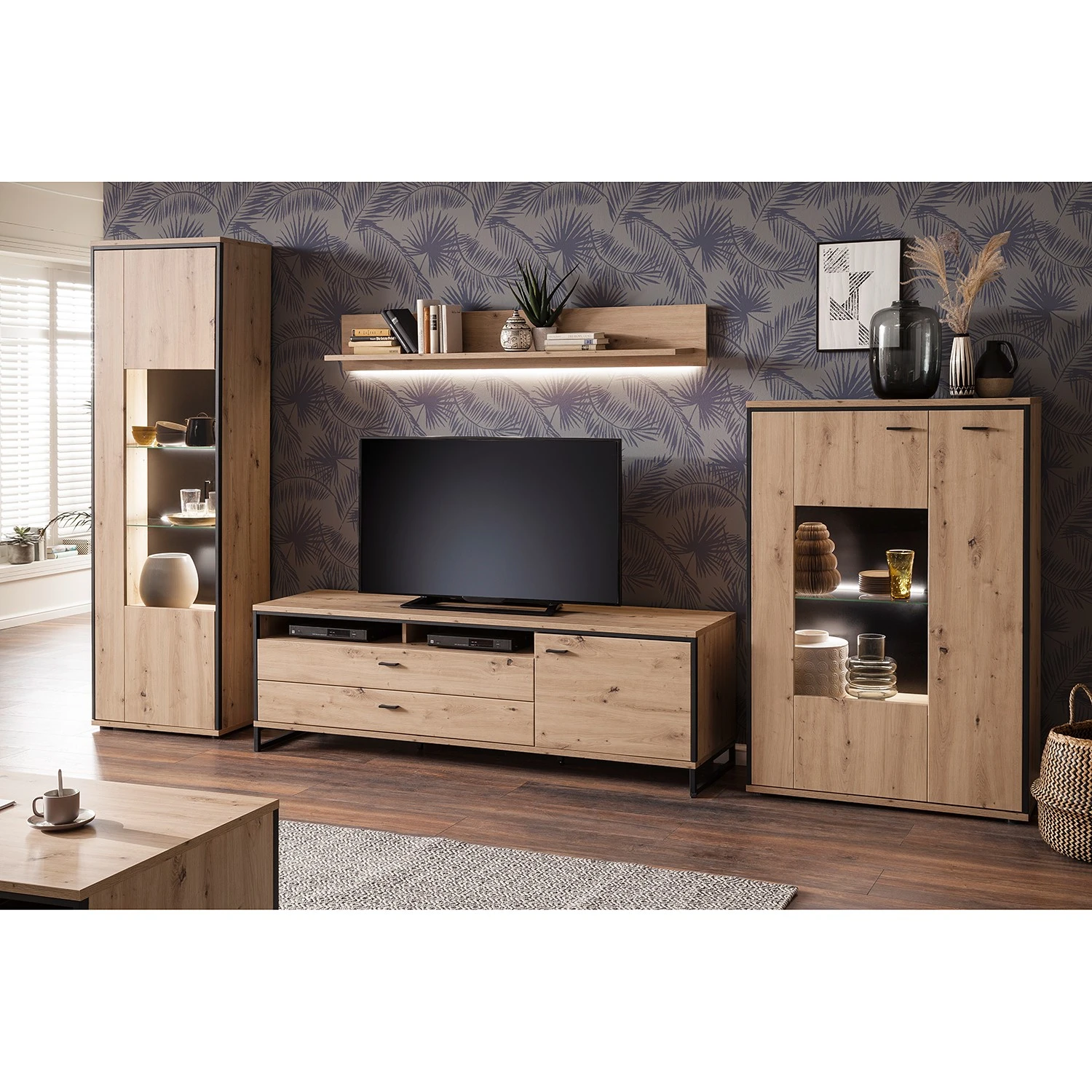 Loftscape Standvitrine Buena - Balkeneiche Dekor / Anthrazit 3 Loftscape Standvitrine Buena - Balkeneiche Dekor / Anthrazit – Bild 3