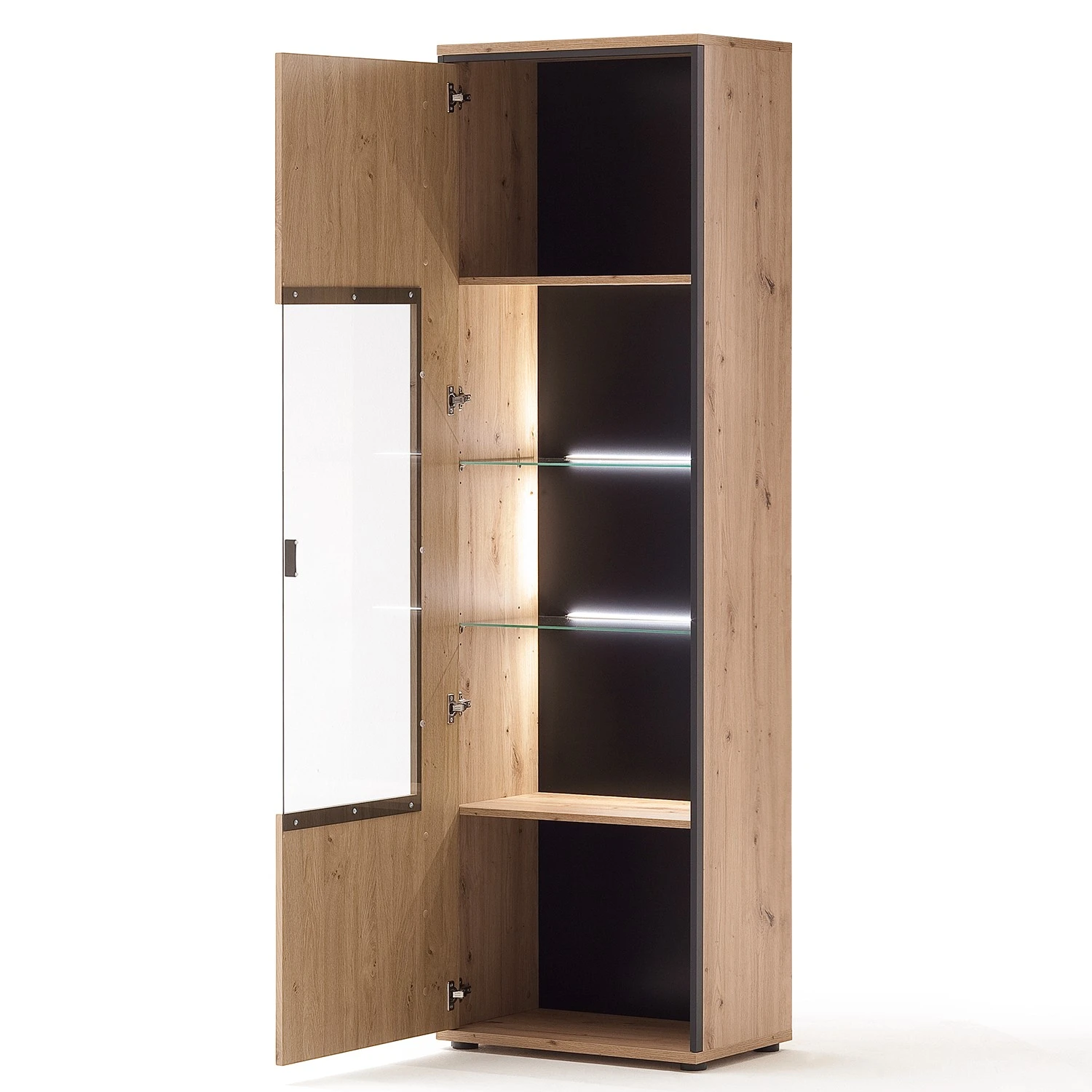 Loftscape Standvitrine Buena - Balkeneiche Dekor / Anthrazit 6 Loftscape Standvitrine Buena - Balkeneiche Dekor / Anthrazit – Bild 6