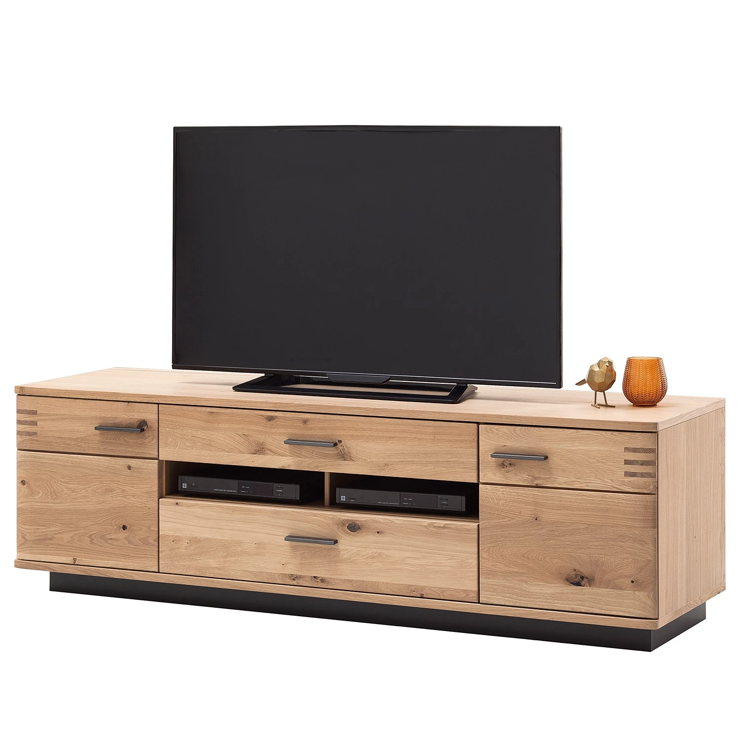 Loftscape TV-Lowboard Salvo - Eiche teilmassiv - Balkeneiche Bianco / Grau - Breite: 180 cm 1 Loftscape TV-Lowboard Salvo - Eiche teilmassiv - Balkeneiche Bianco / Grau - Breite: 180 cm