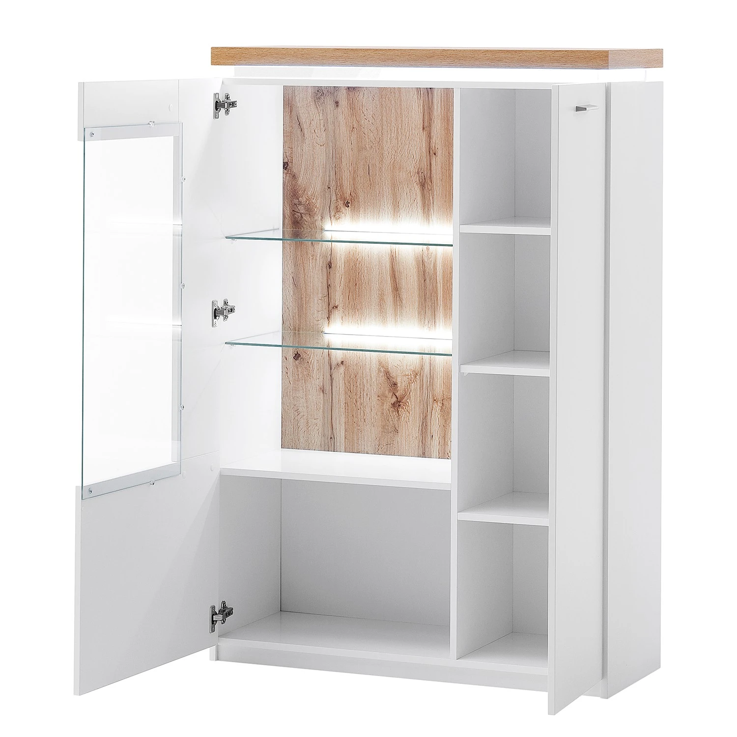 Loftscape Highboard Mundai - Inkl. Beleuchtung - Weiß / Eiche Wotan Dekor 2 Loftscape Highboard Mundai - Inkl. Beleuchtung - Weiß / Eiche Wotan Dekor – Bild 2