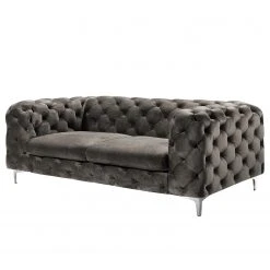 Jack & Alice Sofa Leominster II (3-Sitzer) - Samt Fosca: Dunkelgrau
