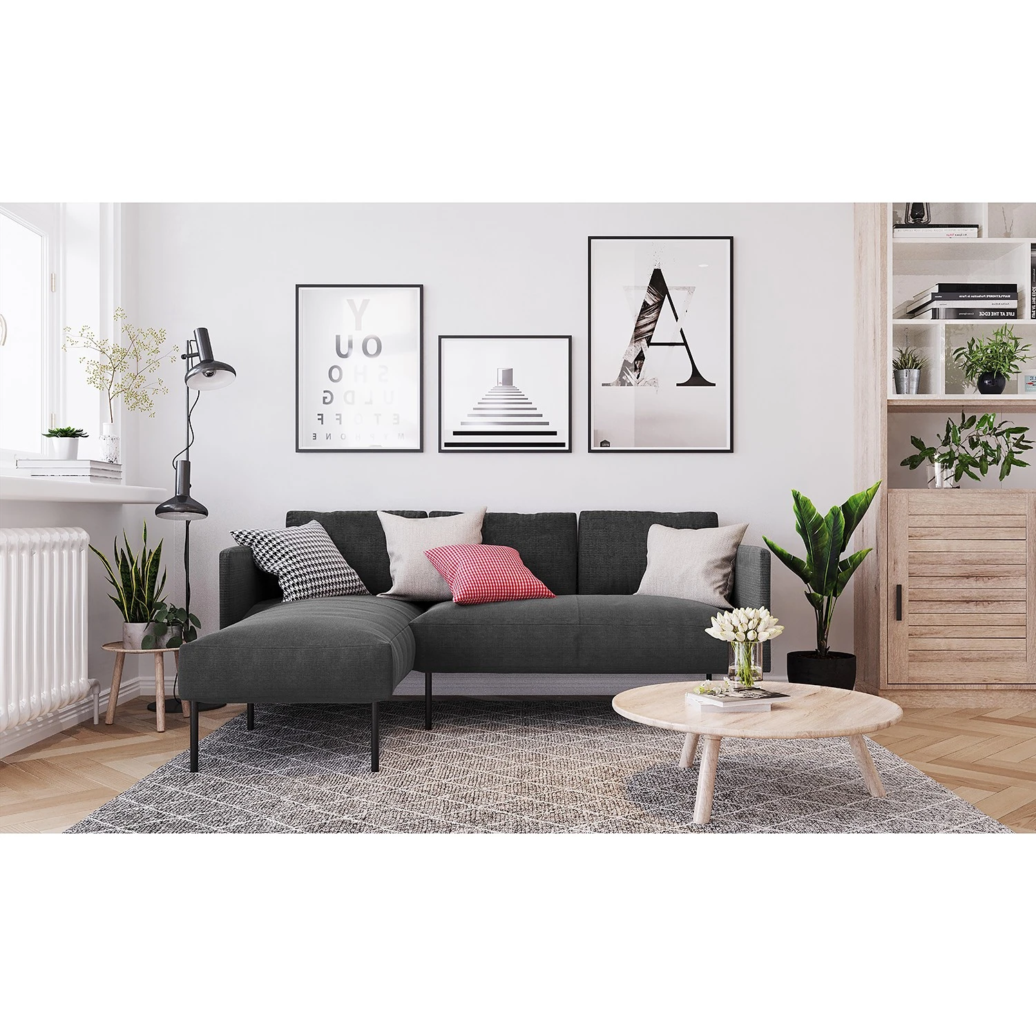 Fredriks Ecksofa Cedars - Microfaser - Dunkelgrau - Longchair davorstehend links 2 Fredriks Ecksofa Cedars - Microfaser - Dunkelgrau - Longchair davorstehend links – Bild 2