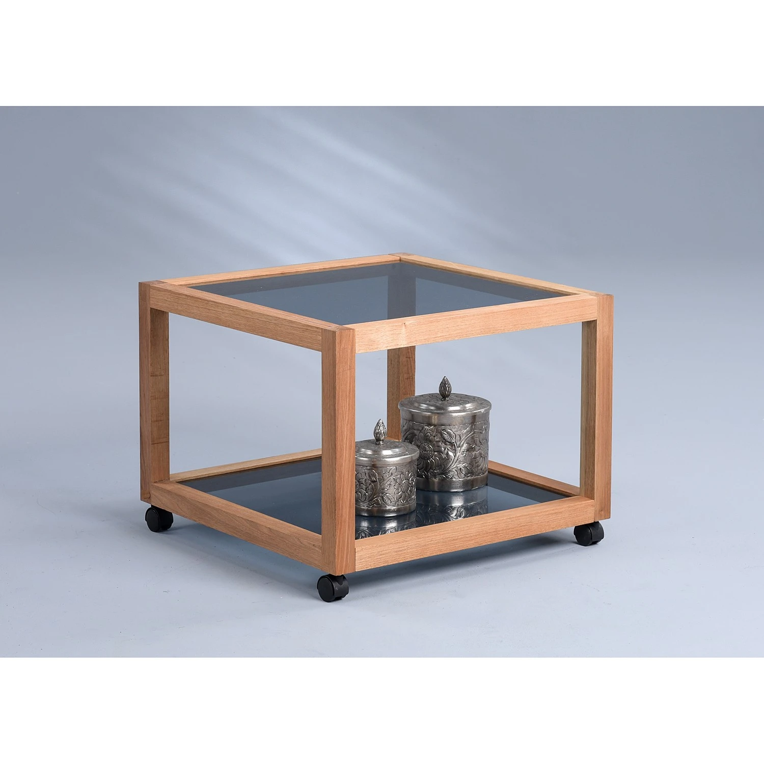 Loftscape Couchtisch Fulbeck I - Glas / Walnuss massiv - Grau / Walnuss - Breite: 60 cm 2 Loftscape Couchtisch Fulbeck I - Glas / Walnuss massiv - Grau / Walnuss - Breite: 60 cm – Bild 2