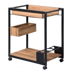 Loftscape Servierwagen Kadoka II - Eiche Dunkel Dekor / Schwarz