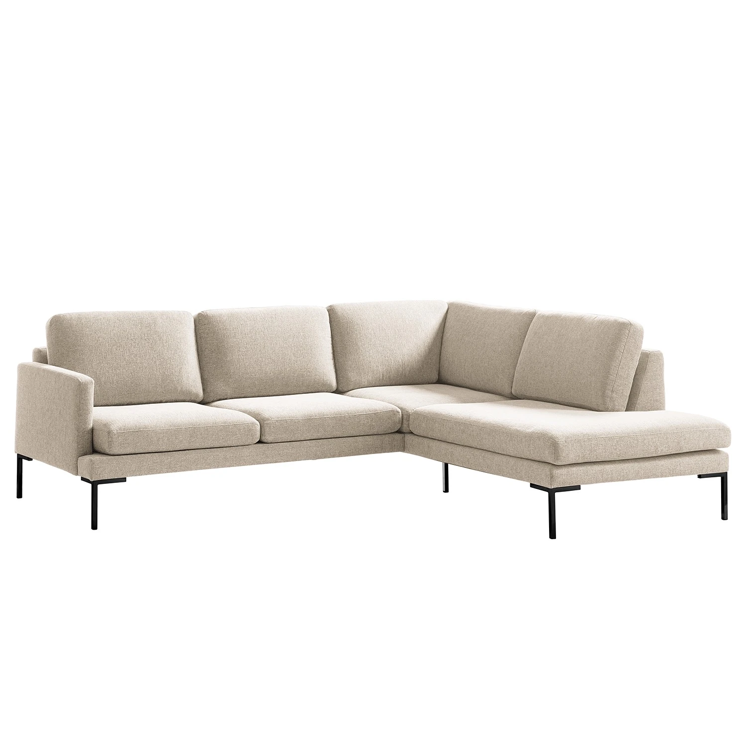 Fredriks Ecksofa Bellaire - Mischgewebe - Hellbeige - Ottomane davorstehend rechts - Schwarz 1 Fredriks Ecksofa Bellaire - Mischgewebe - Hellbeige - Ottomane davorstehend rechts - Schwarz