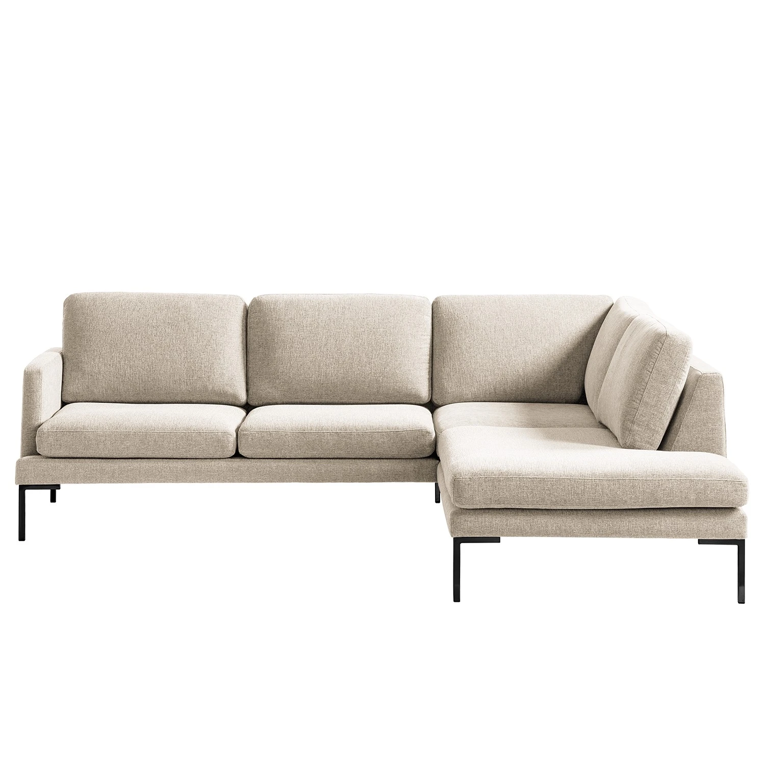 Fredriks Ecksofa Bellaire - Mischgewebe - Hellbeige - Ottomane davorstehend rechts - Schwarz 3 Fredriks Ecksofa Bellaire - Mischgewebe - Hellbeige - Ottomane davorstehend rechts - Schwarz – Bild 3