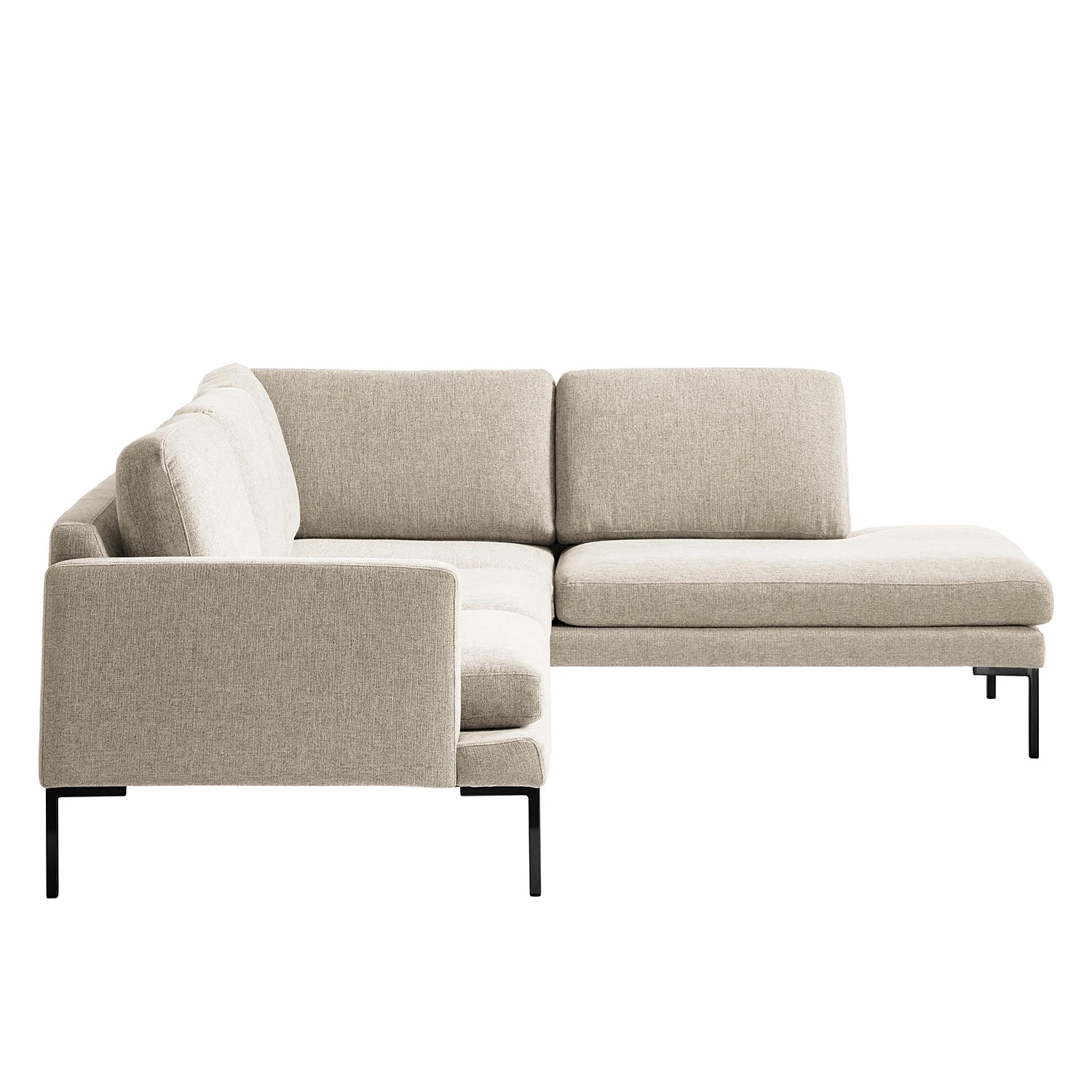 Fredriks Ecksofa Bellaire - Mischgewebe - Hellbeige - Ottomane davorstehend rechts - Schwarz 4 Fredriks Ecksofa Bellaire - Mischgewebe - Hellbeige - Ottomane davorstehend rechts - Schwarz – Bild 4
