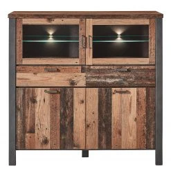 Red Living Highboard Blackpool I - Inkl. Beleuchtung - Altholz Dekor / Grau -Wohnzimmermöbel boutique en ligne 1000209806 200430 06444500047 DETAILS P000000001000209806