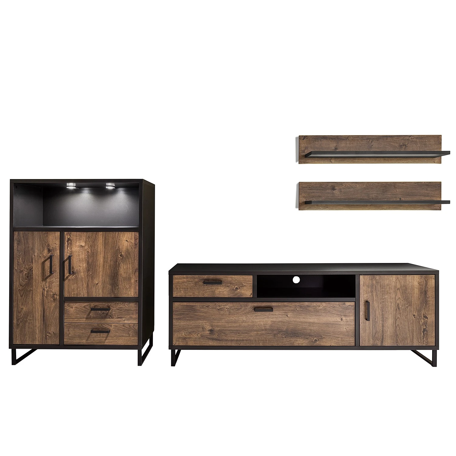 Red Living Wohnwand Hixson II (4-teilig) - Eiche Barrique Dekor / Schwarz 6 Red Living Wohnwand Hixson II (4-teilig) - Eiche Barrique Dekor / Schwarz – Bild 6