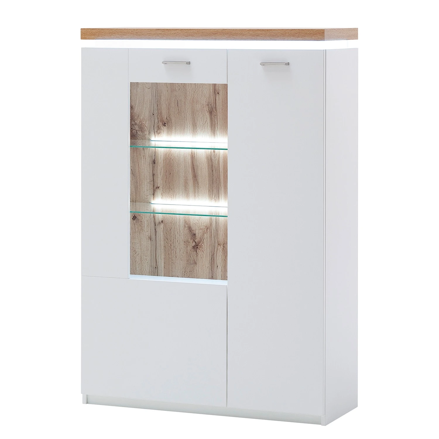 Loftscape Wohnwand Mundai II (3-teilig) - Inkl. Beleuchtung - Weiß / Eiche Wotan Dekor 6 Loftscape Wohnwand Mundai II (3-teilig) - Inkl. Beleuchtung - Weiß / Eiche Wotan Dekor – Bild 6