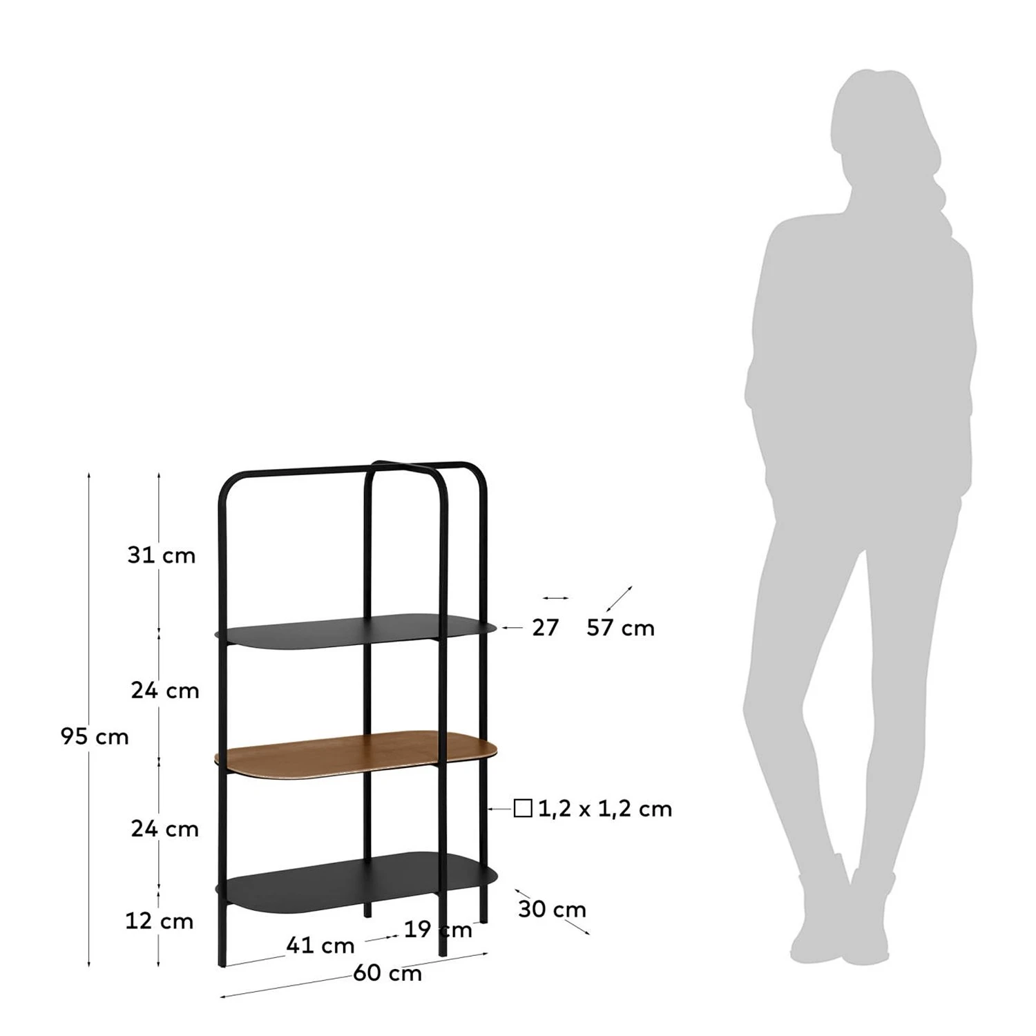 Red Living Regal Laukaa - Stahl / Echtholzfurnier - Schwarz / Walnuss 7 Red Living Regal Laukaa - Stahl / Echtholzfurnier - Schwarz / Walnuss – Bild 7