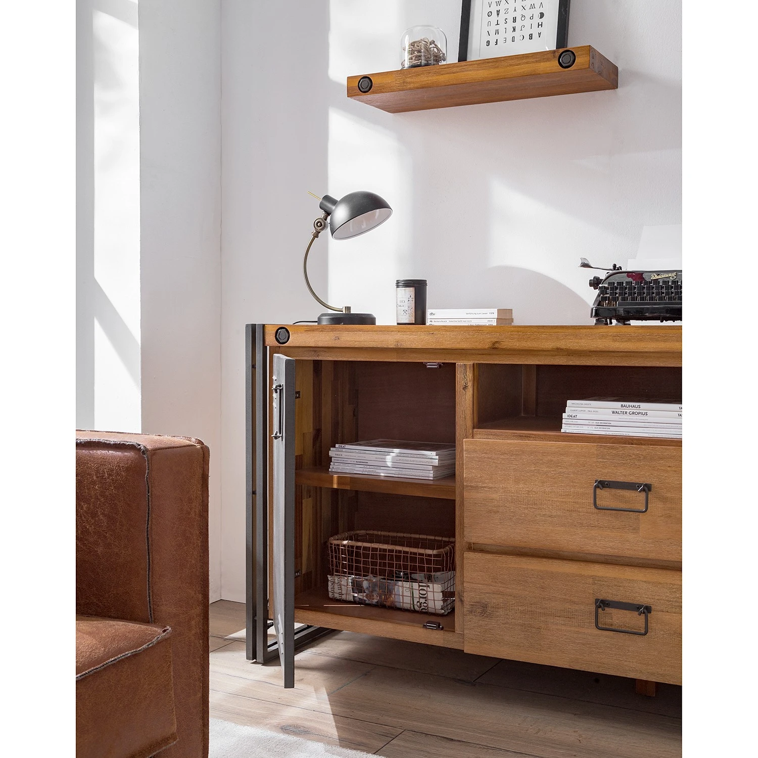 Ars manufacti Sideboard Manchester V - Akazie massiv / Metall - Akazie / Anthrazit 4 Ars manufacti Sideboard Manchester V - Akazie massiv / Metall - Akazie / Anthrazit – Bild 4