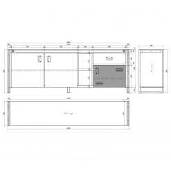 Ars manufacti Sideboard Manchester VI - Akazie massiv / Metall - Akazie / Anthrazit -Wohnzimmermöbel boutique en ligne 1000210964 200807 14060500029 SKETCH DETAILS P000000001000210964 sketch