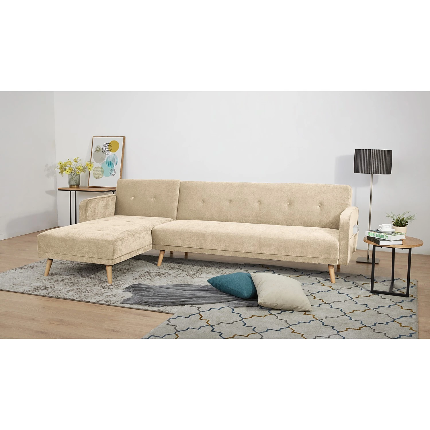 Jack & Alice Ecksofa Daru II - Samt - Beige 2 Jack & Alice Ecksofa Daru II - Samt - Beige – Bild 2