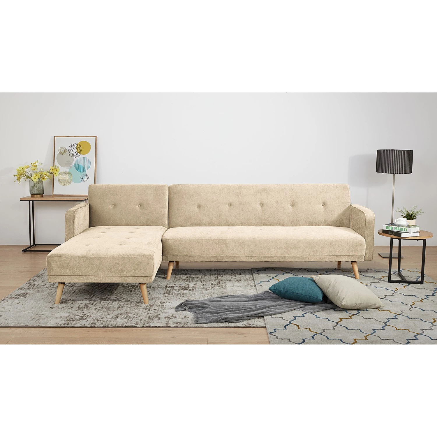 Jack & Alice Ecksofa Daru II - Samt - Beige 3 Jack & Alice Ecksofa Daru II - Samt - Beige – Bild 3
