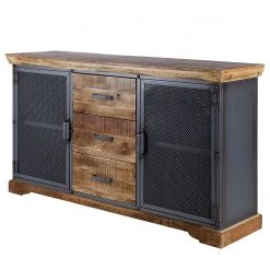 Ars manufacti Sideboard Hunter II - Mango massiv / Metall - Mango / Blaugrau