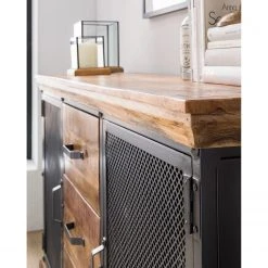 Ars manufacti Sideboard Hunter II - Mango massiv / Metall - Mango / Blaugrau -Wohnzimmermöbel boutique en ligne 1000211063 210219 10174200008 DETAILS P000000001000211063