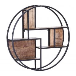 Red Living Wandregal Daggett II - Mango massiv / Metall - Mango / Schwarz