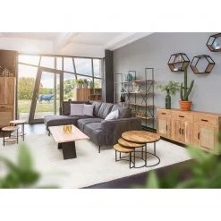 Red Living Wandregal Daggett III - Mango massiv / Metall - Mango / Schwarz -Wohnzimmermöbel boutique en ligne 1000211414 200504 13491500031 MOOD DETAILS P000000001000211414 mood