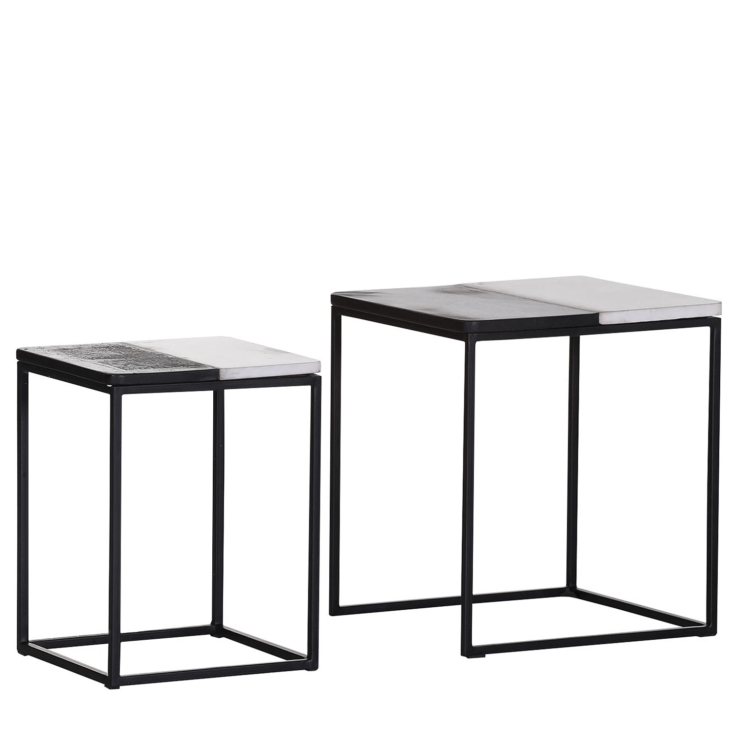 Jack & Alice Beistelltisch Daggett I (2er-Set) - Marmor / Metall - Marmor Schwarz / Marmor Weiß 1 Jack & Alice Beistelltisch Daggett I (2er-Set) - Marmor / Metall - Marmor Schwarz / Marmor Weiß