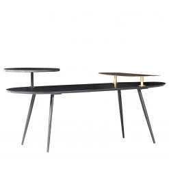 Red Living Couchtisch Wexford I - Mango massiv / Marmor - Mango / Marmor Schwarz