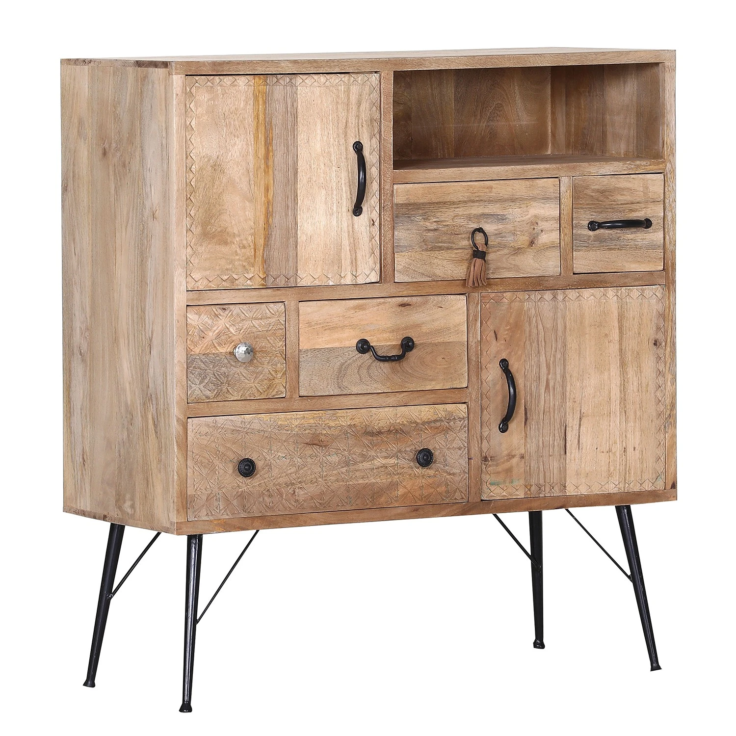 Red Living Kommode Latta - Mango massiv / Metall - Mango / Schwarz 1 Red Living Kommode Latta - Mango massiv / Metall - Mango / Schwarz