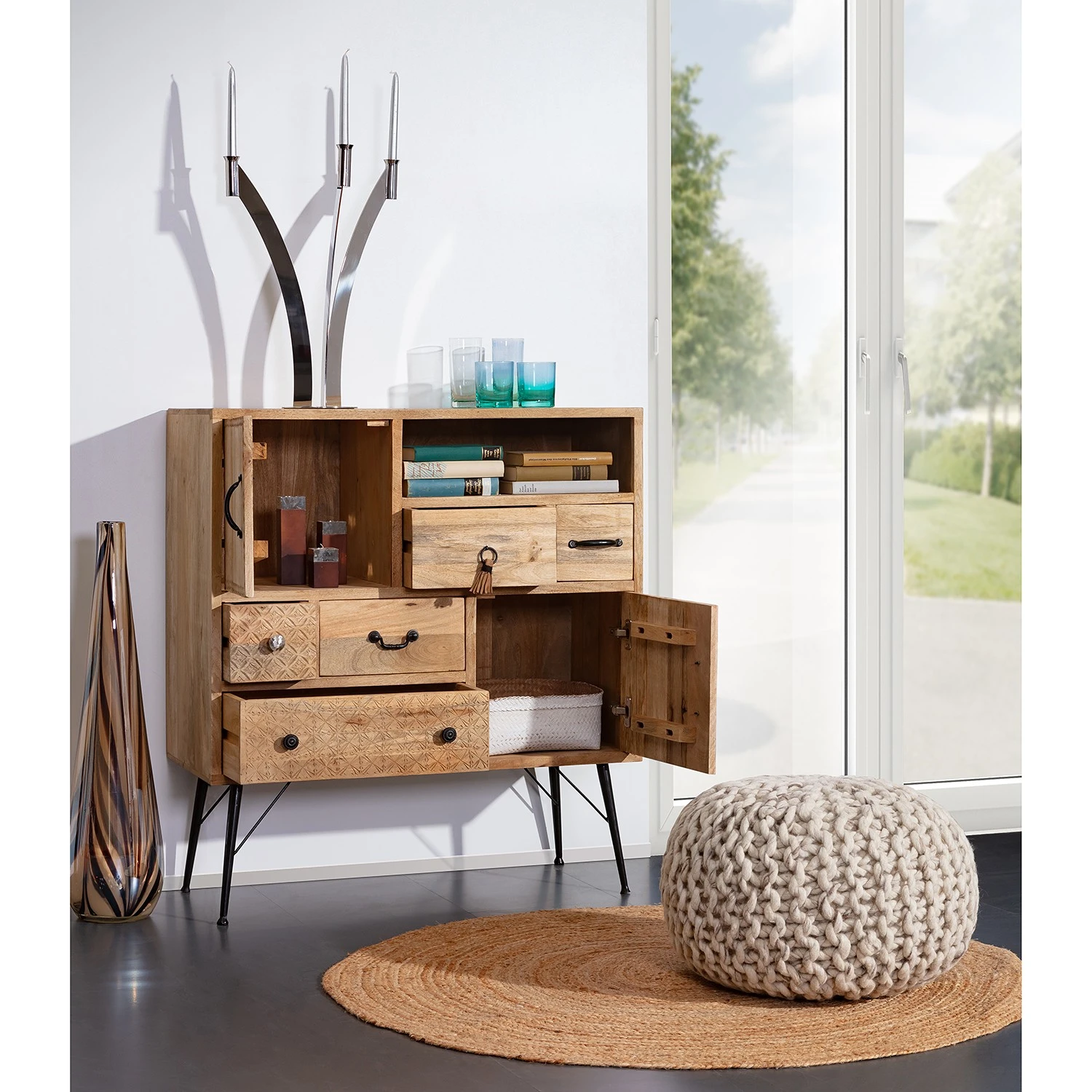 Red Living Kommode Latta - Mango massiv / Metall - Mango / Schwarz 4 Red Living Kommode Latta - Mango massiv / Metall - Mango / Schwarz – Bild 4