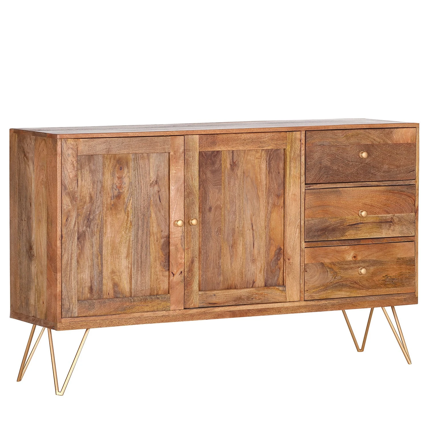 Naturoo Sideboard Nyack - Mango massiv / Wiener Geflecht - Mango / Gold 2 Naturoo Sideboard Nyack - Mango massiv / Wiener Geflecht - Mango / Gold – Bild 2