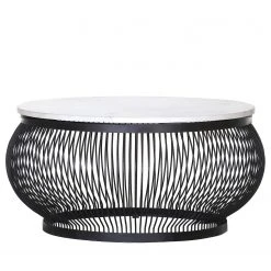 Red Living Couchtisch Edgewood II - Marmor / Metall - Marmor Weiß / Schwarz