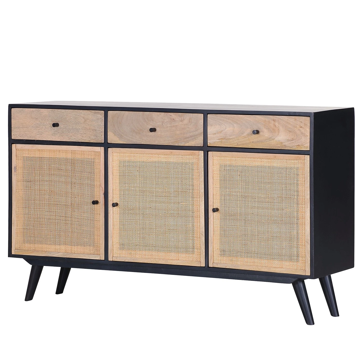 Red Living Sideboard Lexham - Mango massiv / Rattan - Mango / Mango Schwarz 1 Red Living Sideboard Lexham - Mango massiv / Rattan - Mango / Mango Schwarz