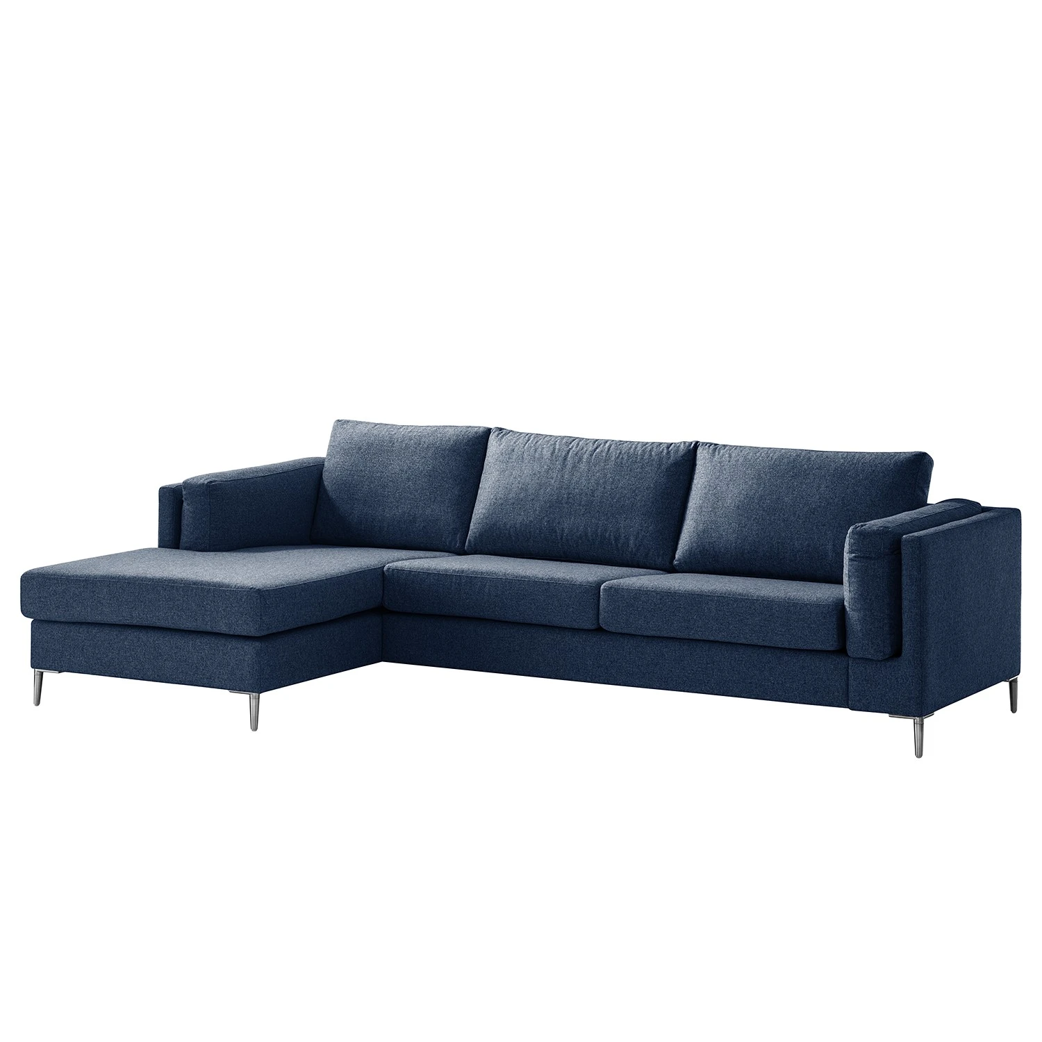 Studio Copenhagen Ecksofa COSO Classic+ mit Longchair - Webstoff Inze: Blau - Breite: 287 cm - Longchair davorstehend links - Chrom glänzend 1 Studio Copenhagen Ecksofa COSO Classic+ mit Longchair - Webstoff Inze: Blau - Breite: 287 cm - Longchair davorstehend links - Chrom glänzend