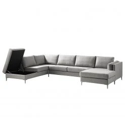 Studio Copenhagen Wohnlandschaft COSO Classic+ - Webstoff Inze: Hellgrau - Longchair davorstehend rechts / Ottomane links - Bettkasten - Chrom glänzend 33 Studio Copenhagen Wohnlandschaft COSO Classic+ - Webstoff Inze: Hellgrau - Longchair davorstehend rechts / Ottomane links - Bettkasten - Chrom glänzend -Wohnzimmermöbel boutique en ligne 1000212027 200811 17103801666 DETAILS P000000001000212027