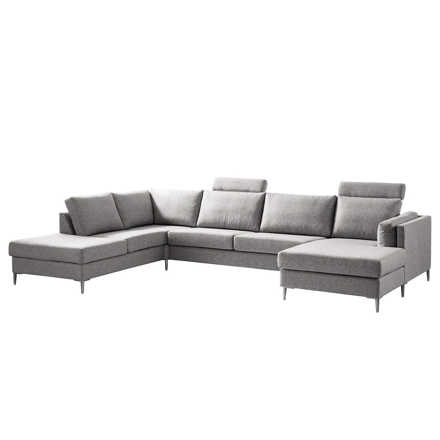 Studio Copenhagen Wohnlandschaft COSO Classic+ - Webstoff Inze: Hellgrau - Longchair davorstehend rechts / Ottomane links - Bettkasten - Chrom glänzend 9 Studio Copenhagen Wohnlandschaft COSO Classic+ - Webstoff Inze: Hellgrau - Longchair davorstehend rechts / Ottomane links - Bettkasten - Chrom glänzend – Bild 9